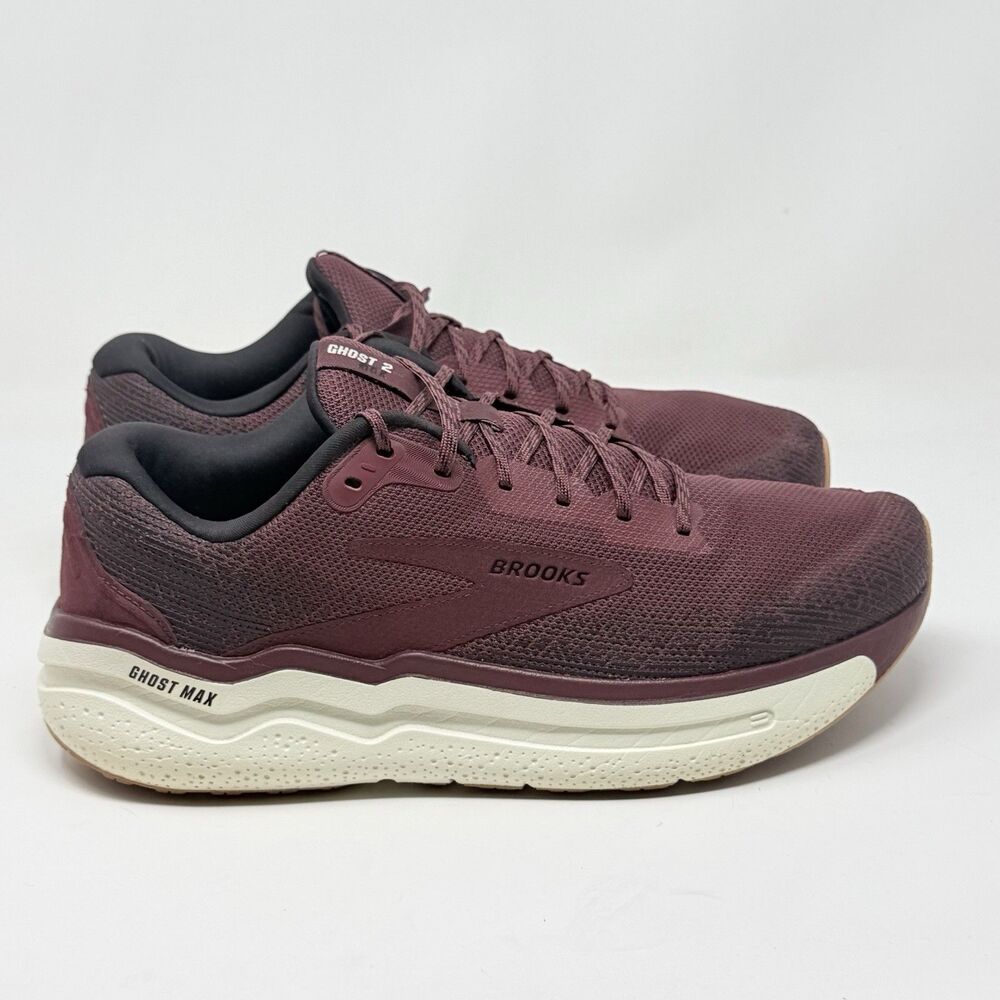 Brooks Ghost Max 2 Sneakers Shoes Mens 12.5 D Burgundy Black Running Shoes